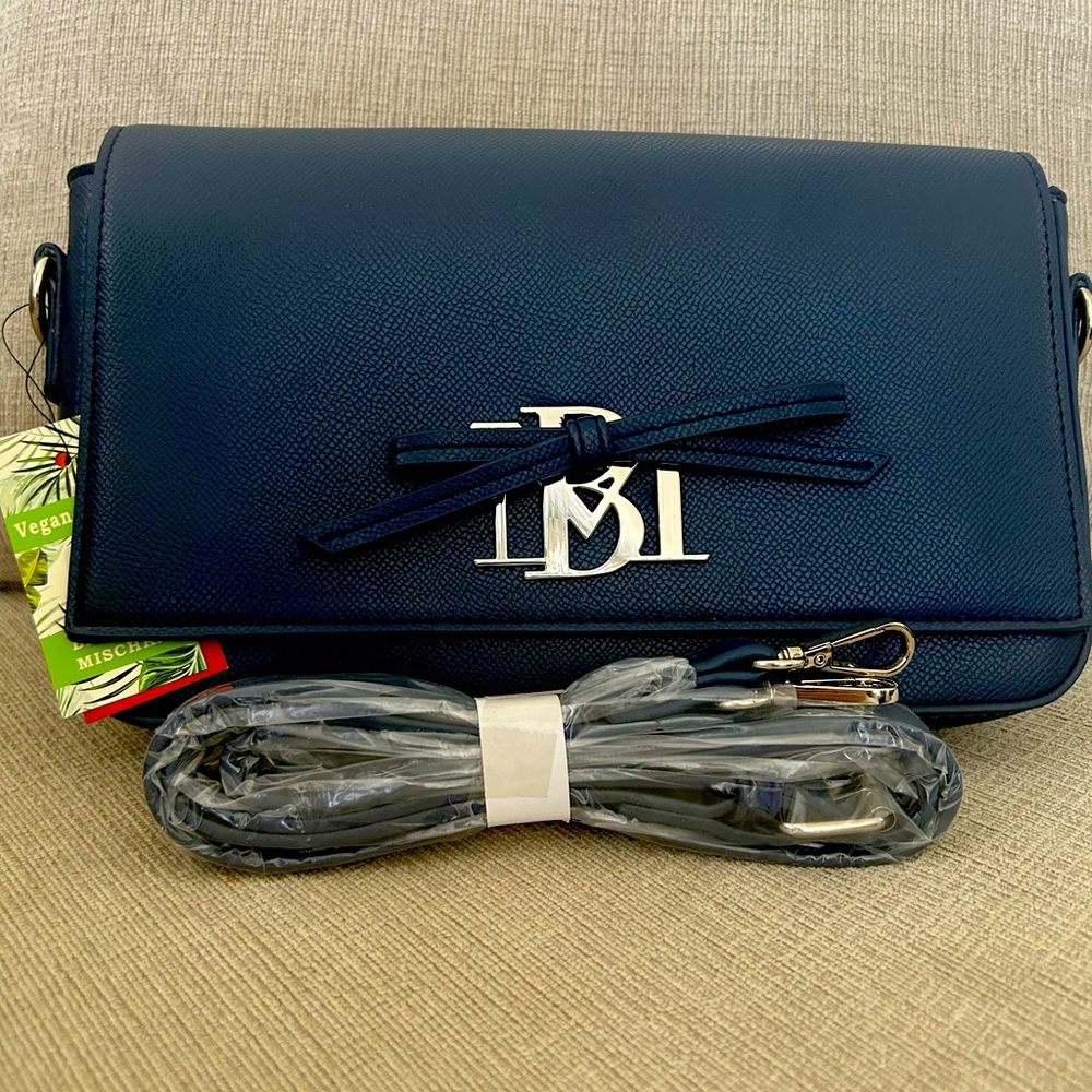 Badgley Mischka Navy Crossbody Bag with Logo Accent
